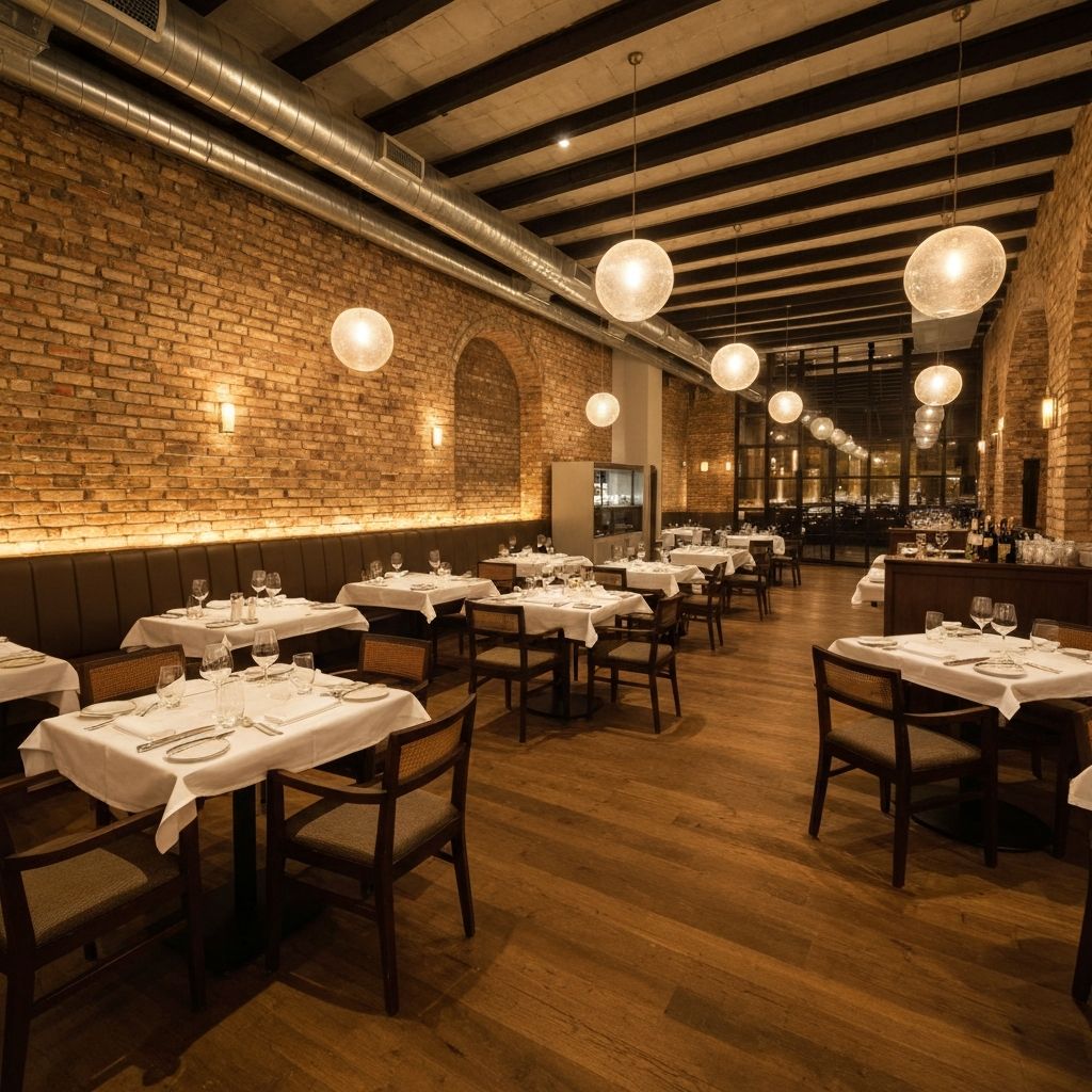 Mühit işıqlandırmalı restoran interyeri