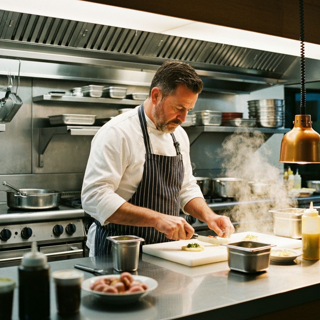 Təzə inqrediyentləri hazırlayan aşpaz